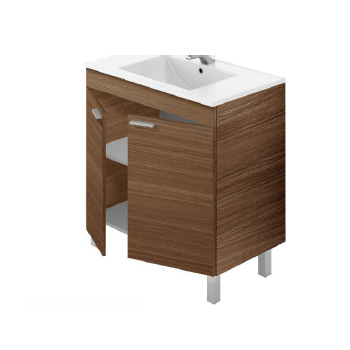 Mobile bagno a terra 80 cm Noce con specchio
