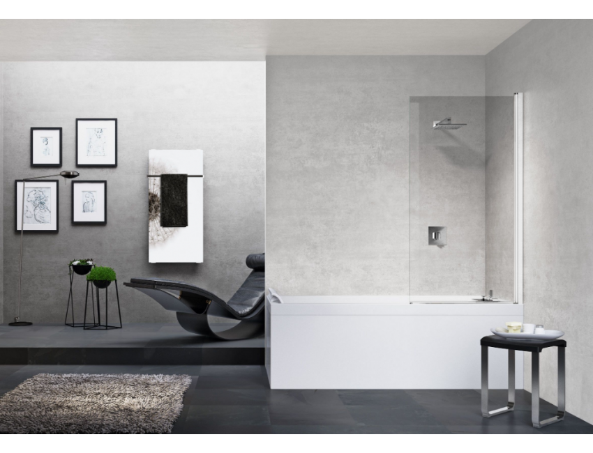 Novellini parete sopravasca Kuadra 3V con un'anta fissa ed una girevole a 180°