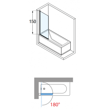 Novellini parete sopravasca Kuadra 3V con un'anta fissa ed una girevole a 180°