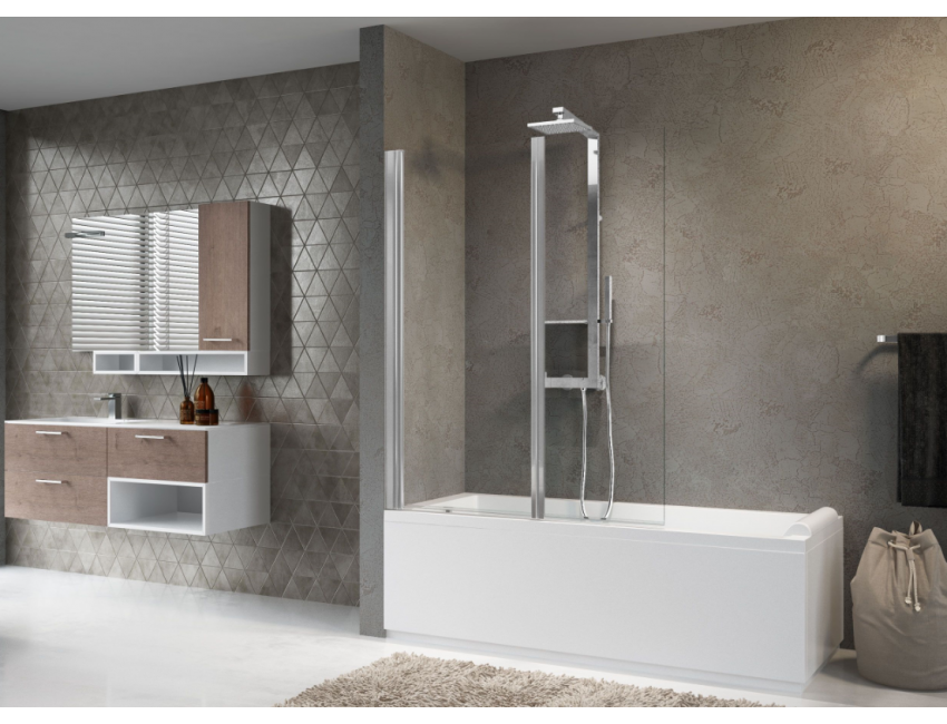 Novellini Wannenaufsätze Gala 3V mit einer festen Tür und einer 90° schwenkbaren Tür