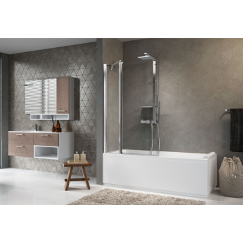 Novellini parete sopravasca Kuadra 3V con un'anta fissa ed una girevole a 180°