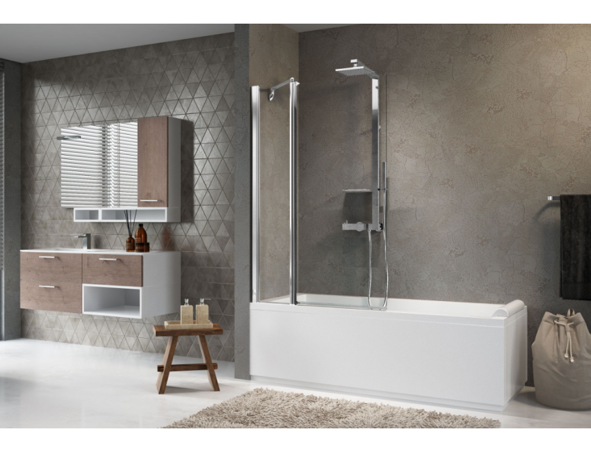 Novellini parete sopravasca Kuadra 3V con un'anta fissa ed una girevole a 180°