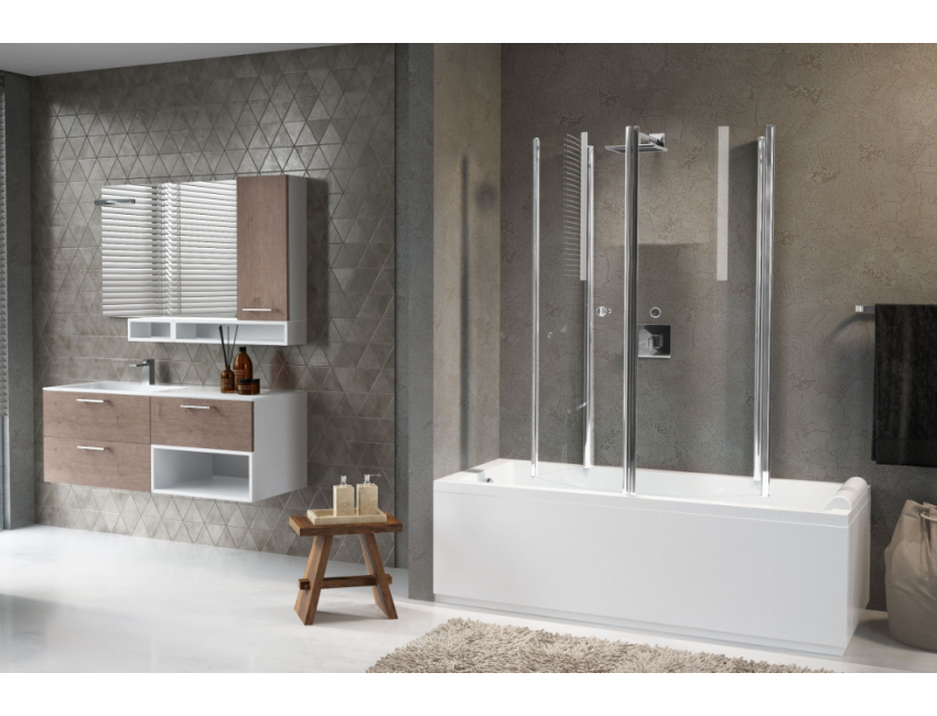 Novellini parete sopravasca Kuadra 3V con un'anta fissa ed una girevole a 180°