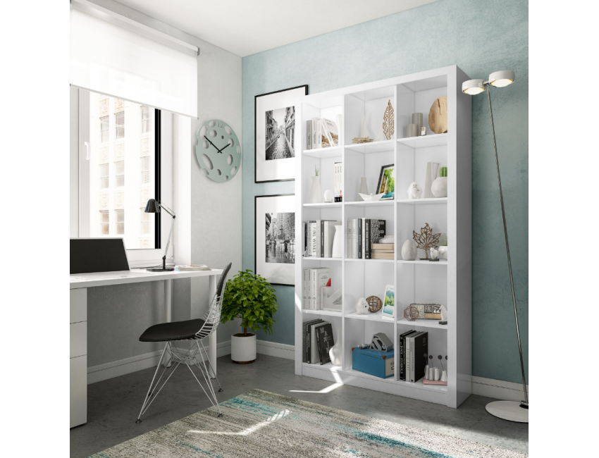 Libreria tripla 195 cm Bianco Lucido