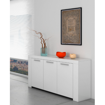 Mobile credenza 144x80 cm Bianco Artik con tre ante e tre ripiani interni