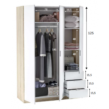 Settimino 45 cm bianco frassinato