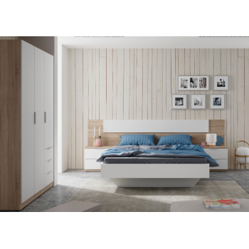 Armadio 180 cm Bianco artik e Rovere chiaro con tre ante e tre cassetti