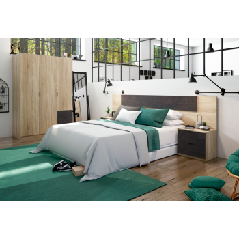 Armadio 180 cm Rovere chiaro e Ossido con tre ante e tre cassetti