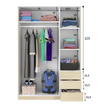 Settimino 45 cm bianco frassinato