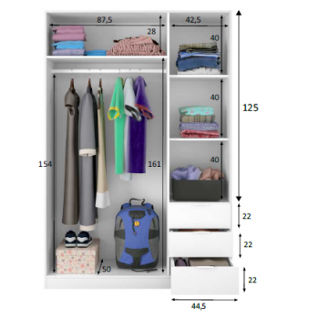 Settimino 45 cm bianco frassinato