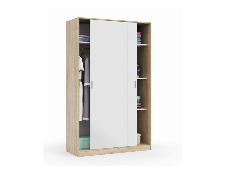 Armadio 200 cm Bianco lucido con due ante scorrevoli