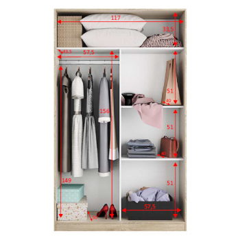 Armadio 200 cm Bianco lucido con due ante scorrevoli