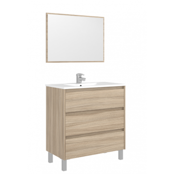 Mobile bagno Dakota a terra 80 cm colore naturale con specchio