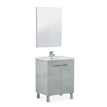 Mobile bagno a terra 60 cm Cemento con specchio