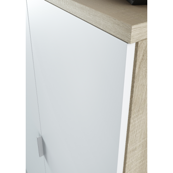 Mobile da ufficio 119 cm Bianco artik e Rovere canadian con due ante