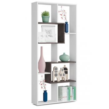 Libreria alta 180 cm Bianco artik ed Ossido con otto scomparti