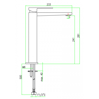 Miscelatore lavabo senza scarico con bocca lunga Fiore Kube 100CR8518