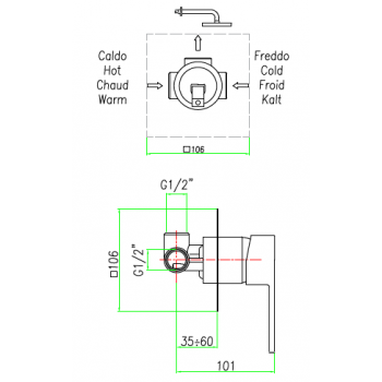 Mischer Bidet ohne Ablaufgarnitur Fiore Kube 100CR8536