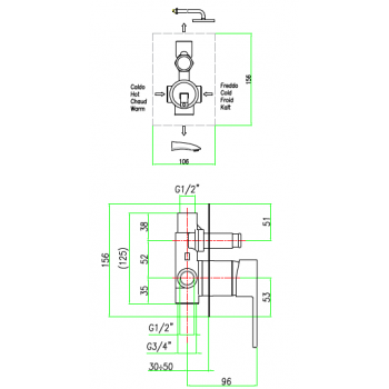 Einbau Mischer Dusche Fiore Kube 100CR7515