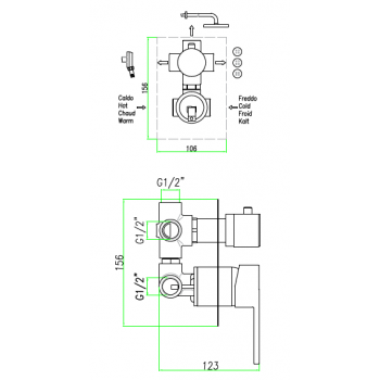 Einbau Mischer Dusche mit Umsteller Fiore Kube 100CR7517