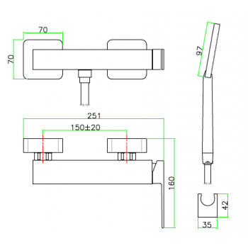 Miscelatore esterno Doccia con doccetta Fiore Kube 100CR8540