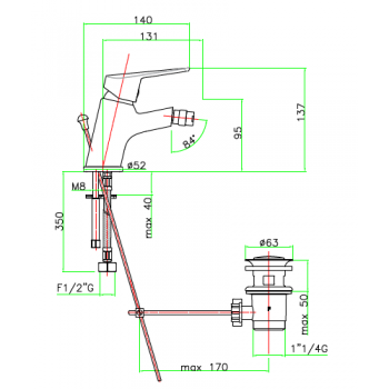 Waschtisch-Einhebelmischer mit automatischer Ablaufgarnitur Fiore Kyro 86CR8110