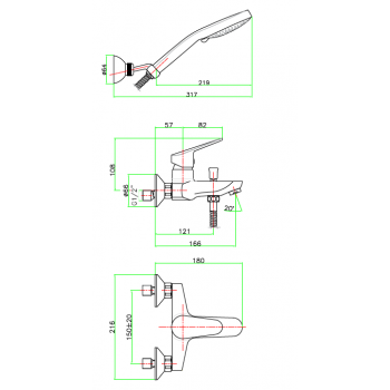 Miscelatore vasca con doccetta Fiore Kyro 86CR8151