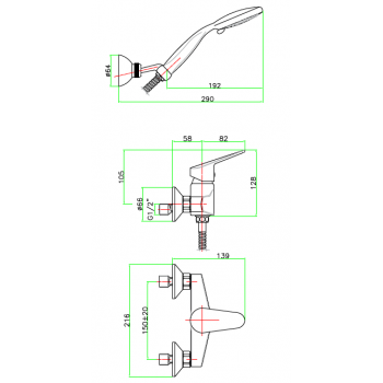 Mischer Badewanne mit Handbrause Fiore Kyro 86CR8151