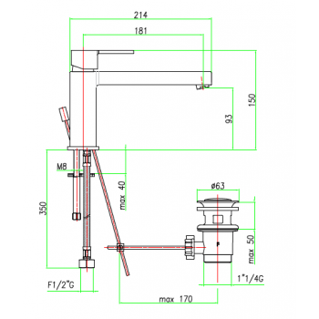 Waschtisch-Einhebelmischer mit automatischer Ablaufgarnitur Fiore Katana 77CR7520