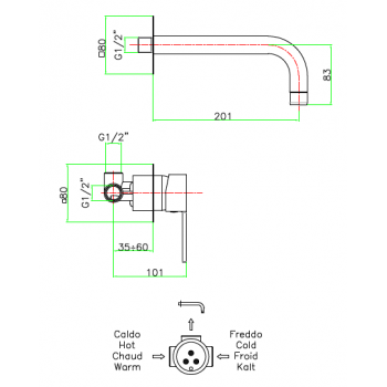 Waschtisch-Einhebelmischer mit automatischer Ablaufgarnitur Fiore Katana 77CR7520