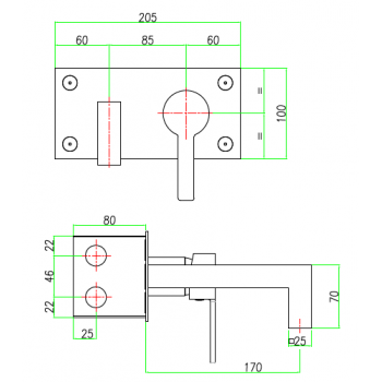 Wand-Waschtischmischer Fiore Katana 77CR7527