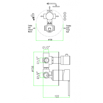 Miscelatore doccia incasso con deviatore Fiore Katana 77CR7561