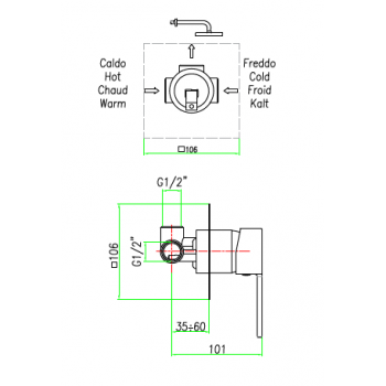 Einbau Mischer Dusche Fiore Katana 77CR7565