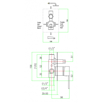 Miscelatore doccia incasso con deviatore Fiore Katana 77CR7517
