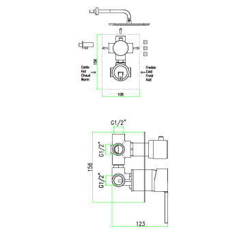 Miscelatore doccia incasso con deviatore Fiore Katana 77CR7501