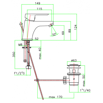 Miscelatore lavabo con scarico automatico Fiore Kevon 81CR8120