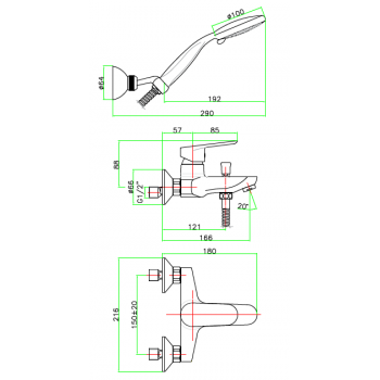 Miscelatore vasca con doccetta Fiore Kevon 81CR8150