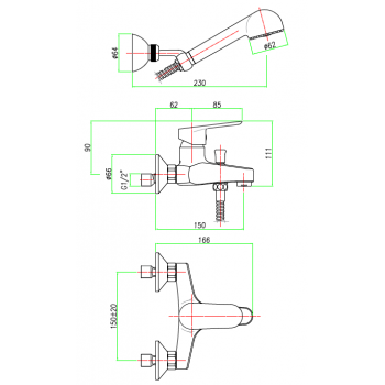 Miscelatore vasca con doccetta manuale Fiore Kevon 81CR1500