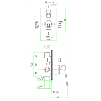 Miscelatore doccia incasso con deviatore Fiore Kevon 81CR6517
