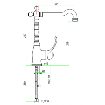 Miscelatore lavabo con canna antica senza scarico  Fiore Jafar 47CR5225