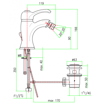 Miscelatore Bidet con scarico automatico Fiore Jafar 47CR5321