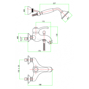 Miscelatore vasca con doccetta Fiore Jafar 47CR5104