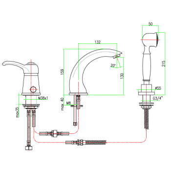 Mischer Badewanne mit Handbrause Fiore Jafar 47CR5104