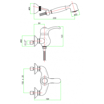 Miscelatore Doccia o Vasca con doccetta Fiore Jafar 47CR5127
