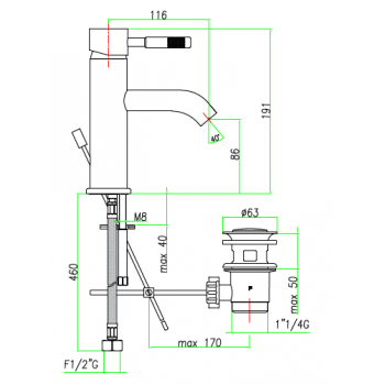Miscelatore lavabo con scarico automatico Fiore Xenon 44CR5283