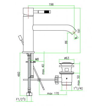 Waschtisch-Einhebelmischer mit automatischer Ablaufgarnitur Fiore Xenon 44CR5283