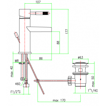 Waschtisch-Einhebelmischer mit automatischer Ablaufgarnitur Fiore Xenon 44CR5283