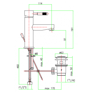 Waschtisch-Einhebelmischer mit automatischer Ablaufgarnitur Fiore Xenon 44CR5283