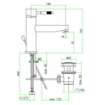 Miscelatore lavabo con bocca lunga e scarico automatico Fiore Xenon 44CR5276