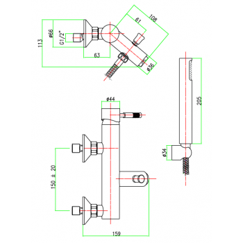 Mischer Bidet mit automatischer Ablaufgarnitur Fiore Xenon 44CR5371